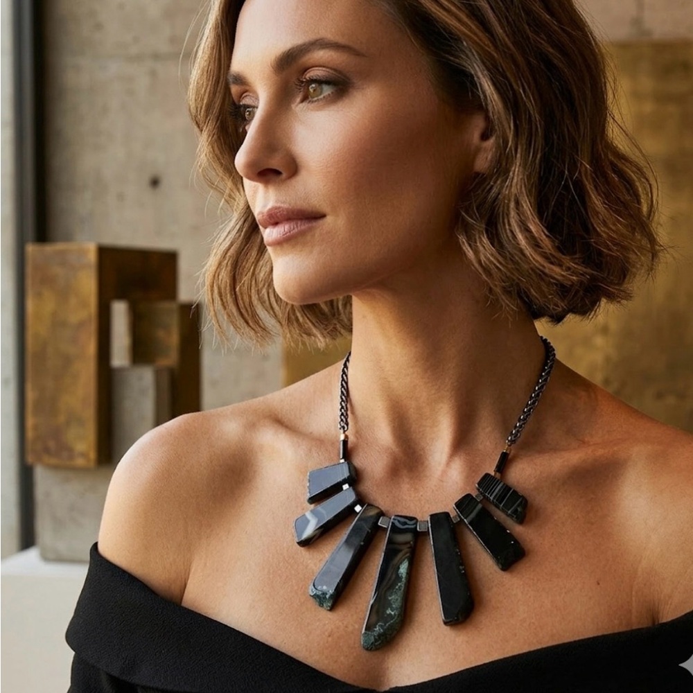 Byrufina handmade statement necklace natural stone